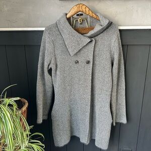 Papillon Dressy Sweater Heathered Grey‎ Knit Asymetrical Cowl Neck Jacket XL
